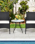 Costway 2PCS Chairs Outdoor Patio Rattan Wicker Dining Arm Seat With Cushions
