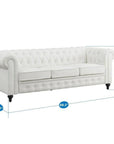 Emery Chesterfield Sofa, Luxurious Comfort for Cozy Living Rooms, Mid-Century Modern couch, Elegance & Serenity, 3-Seater Sofa White,PU