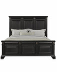 Roundhill Furniture Renova Vintage Black Wood Panel Bed, Queen