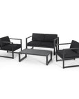Calderon 4 Piece Outdoor Aluminum Chat Set, Dark Gray