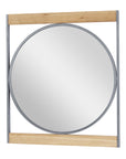 DecMode 30" x 34" Brown Wall Mirror with Wood Accents