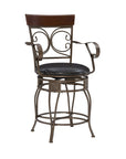 Indoor Metal Ornate Swivel Counter Stool