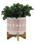 10" Aztec Planter on Wooden Stand - From Where -