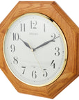 12 Inch Octagonal Solid Oak Wall Clock - From Where -