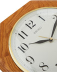 12" Octagonal Solid Oak Wall Clock - From Where -