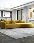 126" Japandi Velvet Curvy Couch - From Where -