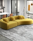 126" Japandi Velvet Curvy Couch - From Where -