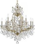 13 Light Clear Italian Crystal Gold Chandelier - From Where -