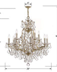 13 Light Clear Italian Crystal Gold Chandelier - From Where -
