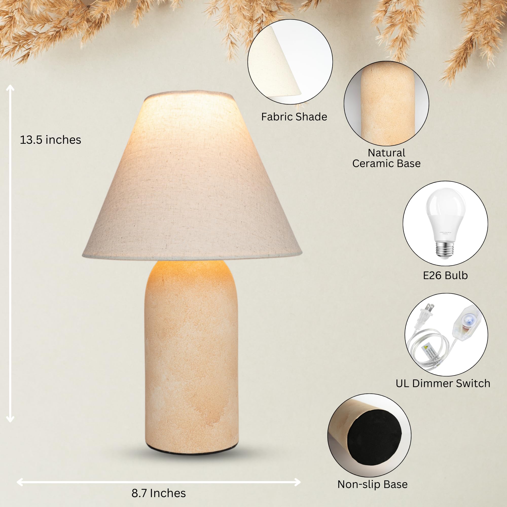 14" Organic Boho Small Table Lamp - From Where -
