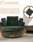 Lunale Oversized Swivel Barrel Accent Chair with Storage Ottoman Green Chenille