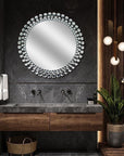Silver Jeweled Round Wall Mirror for Wall Decor,24"