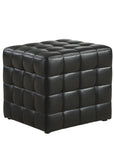 16.75" x 16.75" x 17" Black Leather Look Fabric Ottoman