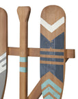 DecMode Blue Wood Novelty Canoe Oar Paddle Wall Decor with Arrow and Stripe Patterns