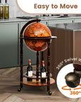Canddidliike 16th Century Wood Globe Wine Bar Stand, Globe Wine Bar Stand, Liquor Bottle Shelf, Vintage Italian-Inspired Barware