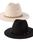 2 Pack Classic Wide Brim Belt Buckle Fedora Hat - From Where -