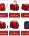2 Slice Toaster Retro Stainless Steel with Bagel - From Where -