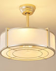20" Modern Fabric Caged Ceiling Fan Chandelier with Remote - Gold - 4-Light