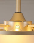 20" Modern Fabric Caged Ceiling Fan Chandelier with Remote - Gold - 4-Light