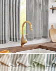 24" Striped Linen Kitchen Curtains - From Where -