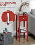 HomCom 30" Elegant Narrow Accent End Bedside Sofa Table with Storage Drawer, Red