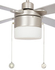 52" 4 Blade Indoor Ceiling Fan with Pull Chain, Light Kit, Silver Finish, and Reversible Motor