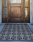 7' x 9' Denim Vintage Trellis UV Treated Indoor Area Rug