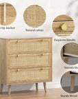 3 - Drawer Boho Rattan Dresser - From Where -