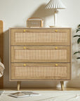 3 - Drawer Boho Rattan Dresser - From Where -
