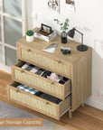 3 - Drawer Boho Rattan Dresser - From Where -
