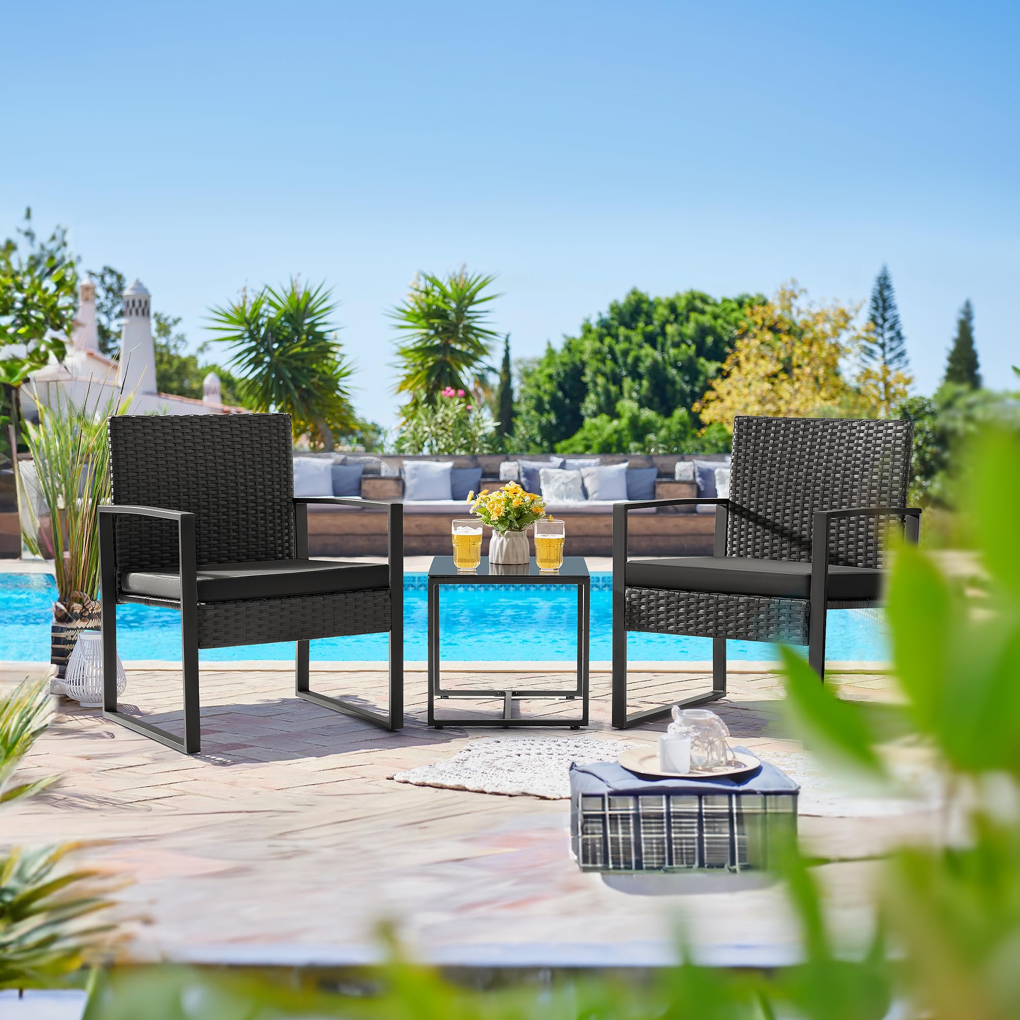 3 - Pieces Outdoor Wicker Furniture Sets - From Where -