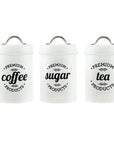 3 - Pieces White Kitchen Metal Tins - From Where -