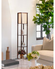 3 - Shelf Floor Lamp with White Fabric Shade - From Where -