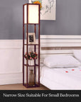 3 - Shelf Floor Lamp with White Fabric Shade - From Where -