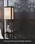 3 - Shelf Floor Lamp with White Fabric Shade - From Where -