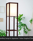 3 - Shelf Floor Lamp with White Fabric Shade - From Where -