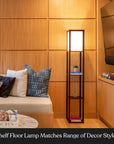 3 - Shelf Floor Lamp with White Fabric Shade - From Where -