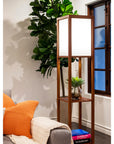 3 - Shelf Floor Lamp with White Fabric Shade - From Where -