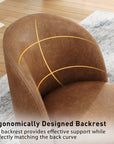 DREAMSIDEA Swivel Dining Chair, Upholstered Barrel Accent Chair for Dining Room & Kitchen Chairs, Morden Round Vanity Chair for Living Room&Bedroom, Faux Leather-Brown