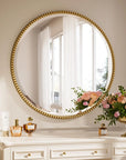 28" Beaded Round Wall Mirror