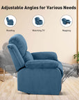 Aukfa Manual Recliner Chair, Overstuffed Single Sofa for Home Office, Flannel, Blue