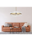36 inch Crystal Round Chandelier Light in Satin Gold - From Where -