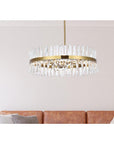 36 inch Crystal Round Chandelier Light in Satin Gold - From Where -