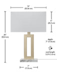 D'Alessio 20-inch Modern Gold Table Lamp, White Linen Shade, LED Bulb Included