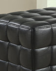 16.75" x 16.75" x 17" Black Leather Look Fabric Ottoman
