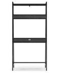 Office Desk with 2 Upper Shelves and Metal Legs, Black and Gray- Saltoro Sherpi
