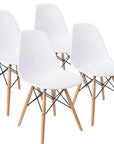 Mainstays Mid-Century Modern Dining Chair, Set of 4, White and Beech Color for Indoor