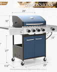4 - Burner Gas BBQ Grill with Side Burner and Porcelain - Enameled Cast Iron Grates - From Where -