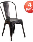 4 Pack Black - Antique Gold Metal Chair - From Where -