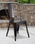 4 Pack Black - Antique Gold Metal Chair - From Where -